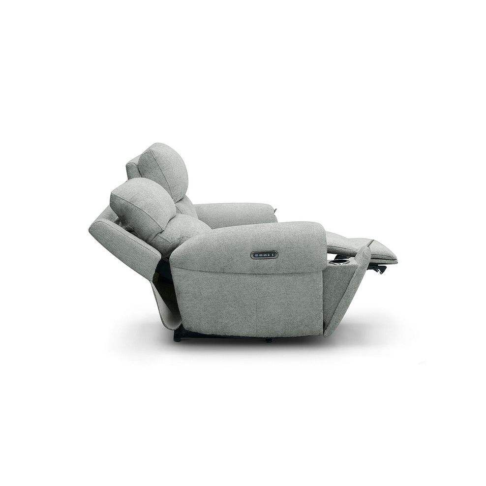 Ezra 2 Seater Electric Recliner with Power Headrest & Lumbar Support in Hopsack Platinum Fabric 9