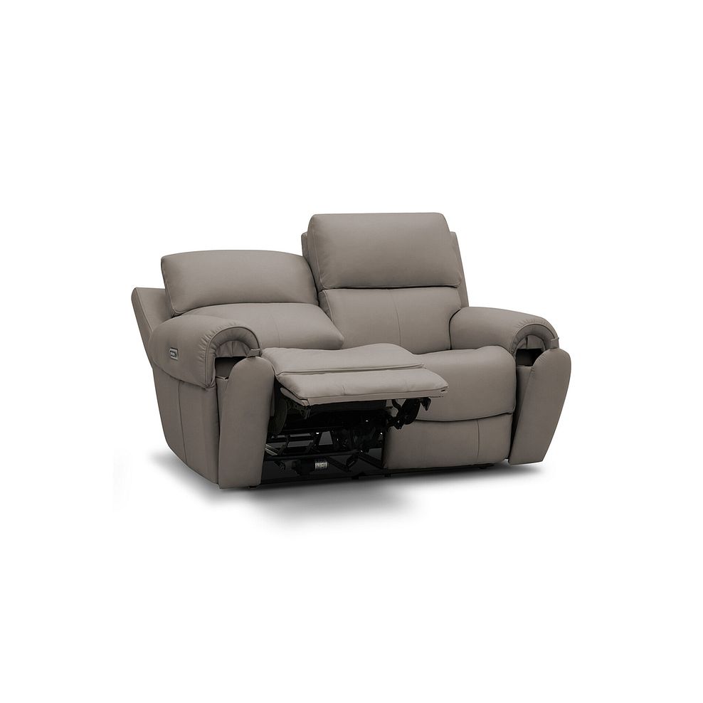 Ezra 2 Seater Electric Recliner with Power Headrest  Lumbar Support in Oyster Leather 4