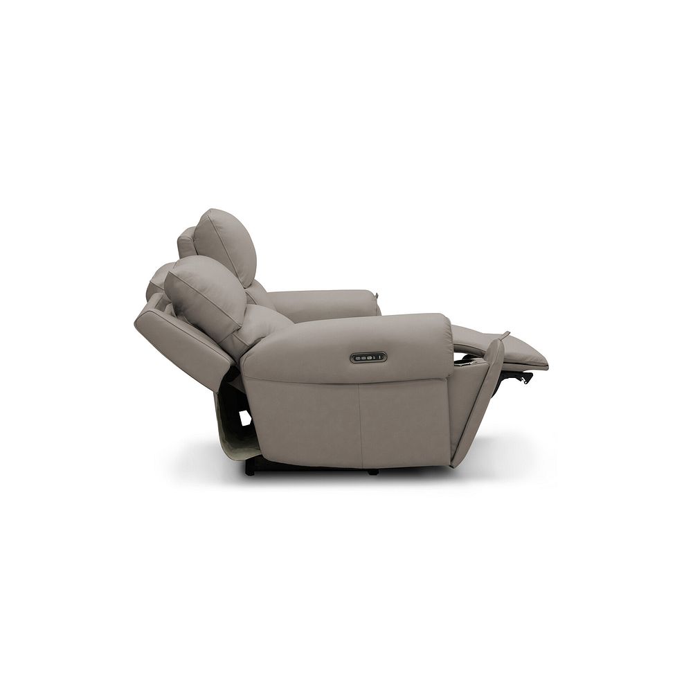 Ezra 2 Seater Electric Recliner with Power Headrest  Lumbar Support in Oyster Leather 8