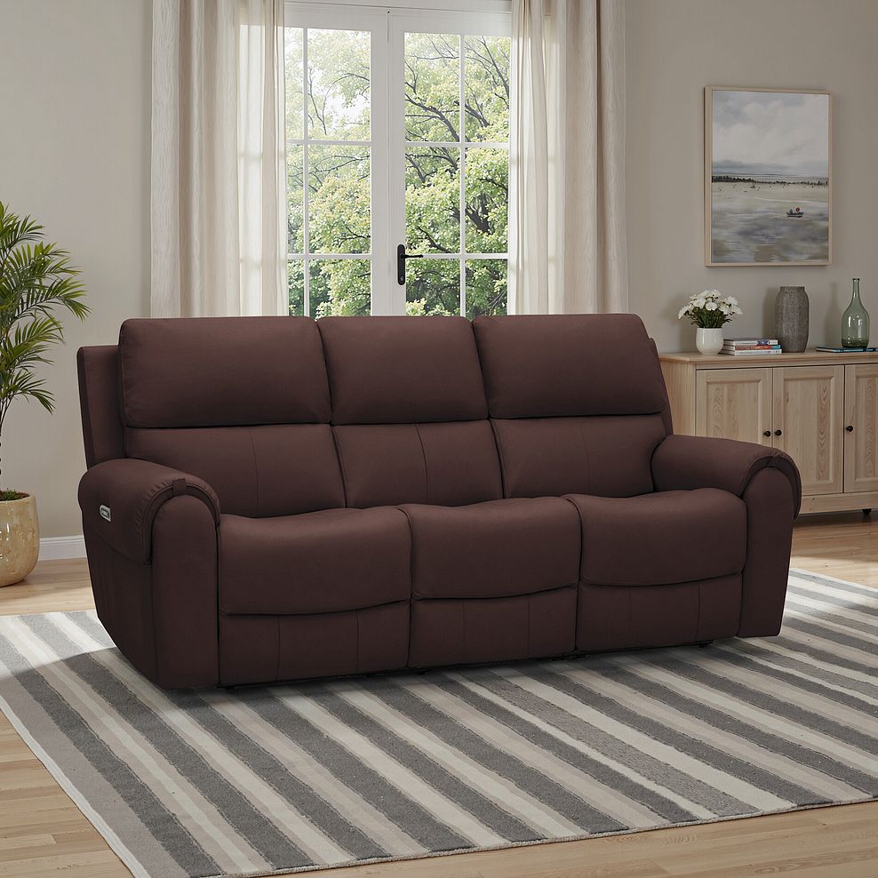 Ezra 3 Seater Electric Recliner in Chestnut Leather 1