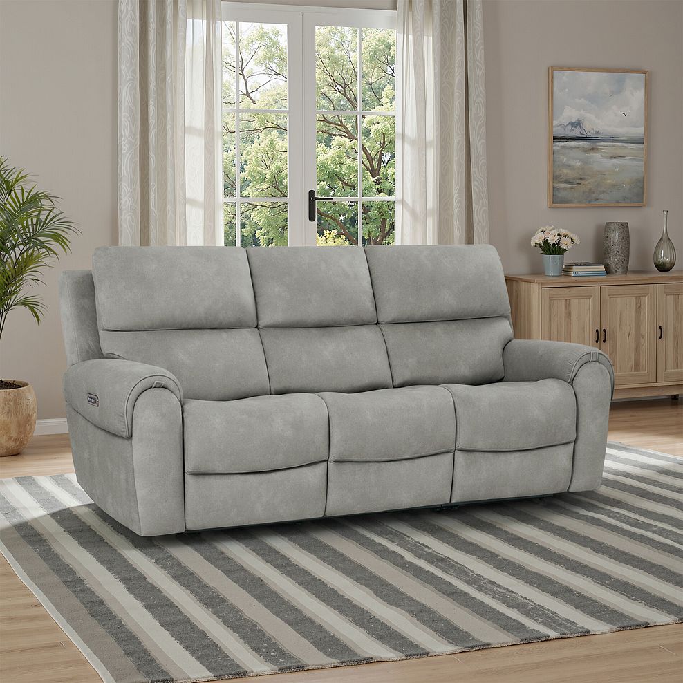 Ezra 3 Seater Electric Recliner in Dexter Stone Fabric 1