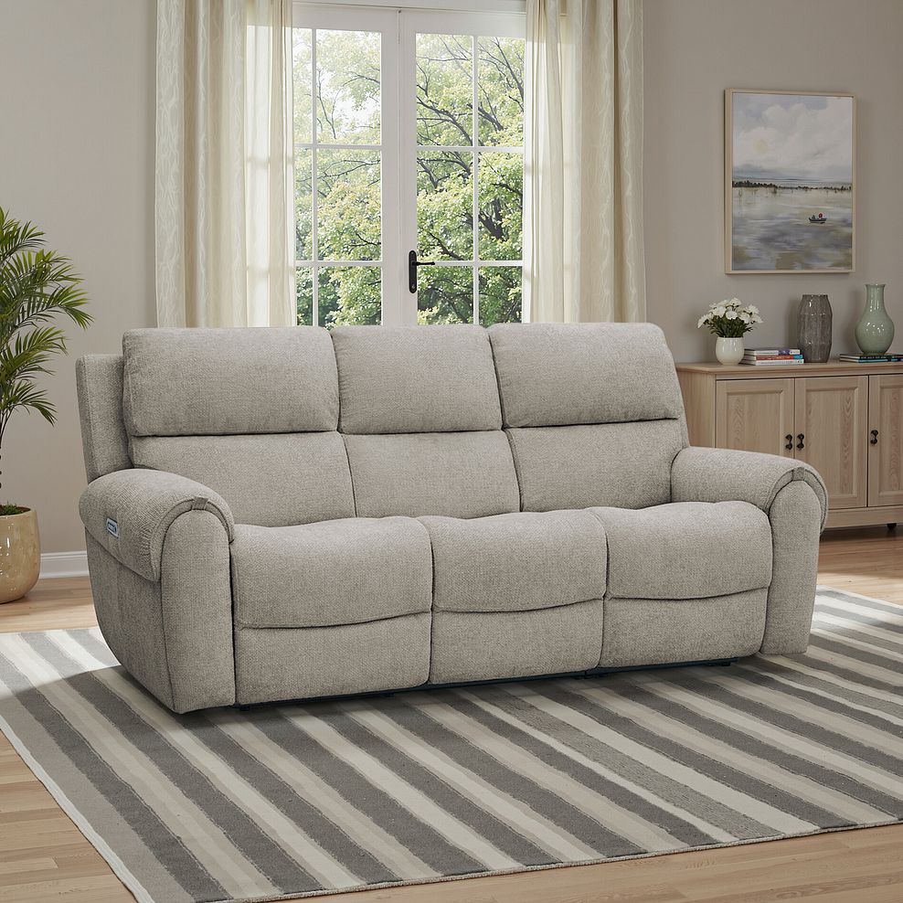 Ezra 3 Seater Electric Recliner in Hopsack Linen Fabric 1