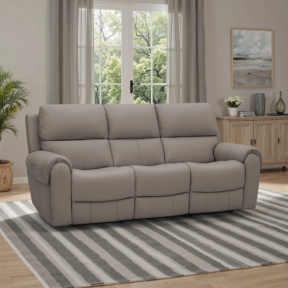 Ezra 3 Seater Electric Recliner in Oyster Leather 18