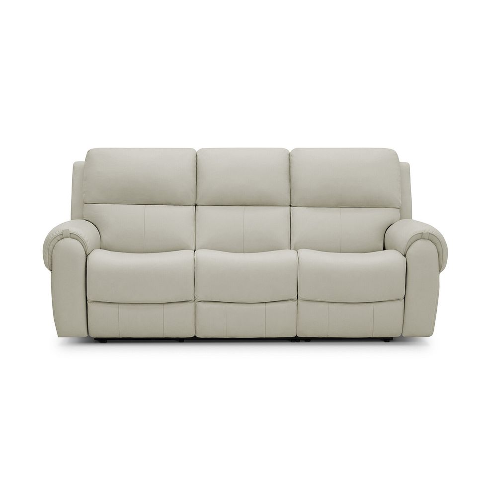 Ezra 3 Seater Electric Recliner with Power Headrest & Lumbar Support in Bone China Leather 5