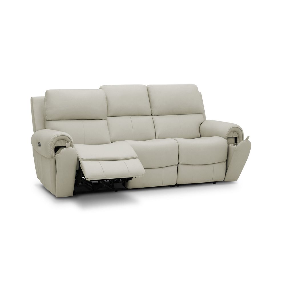 Ezra 3 Seater Electric Recliner with Power Headrest & Lumbar Support in Bone China Leather 3