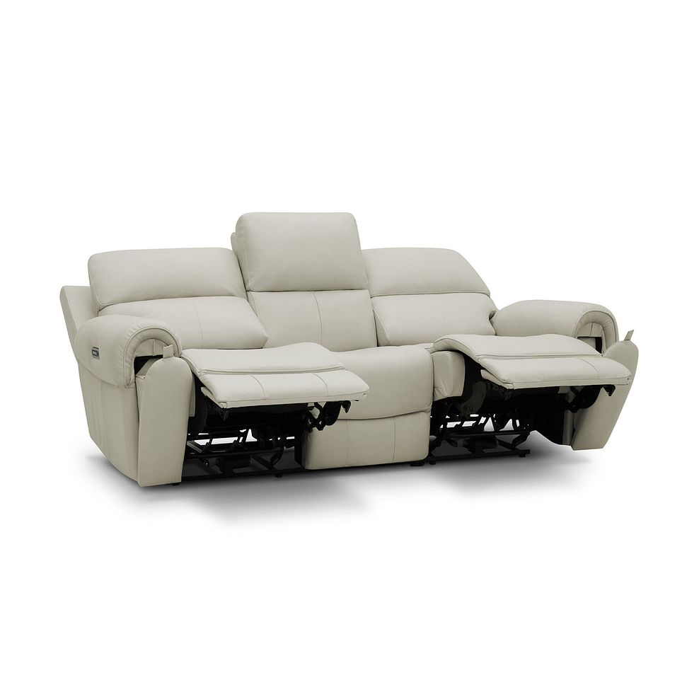 Ezra 3 Seater Electric Recliner with Power Headrest & Lumbar Support in Bone China Leather 4
