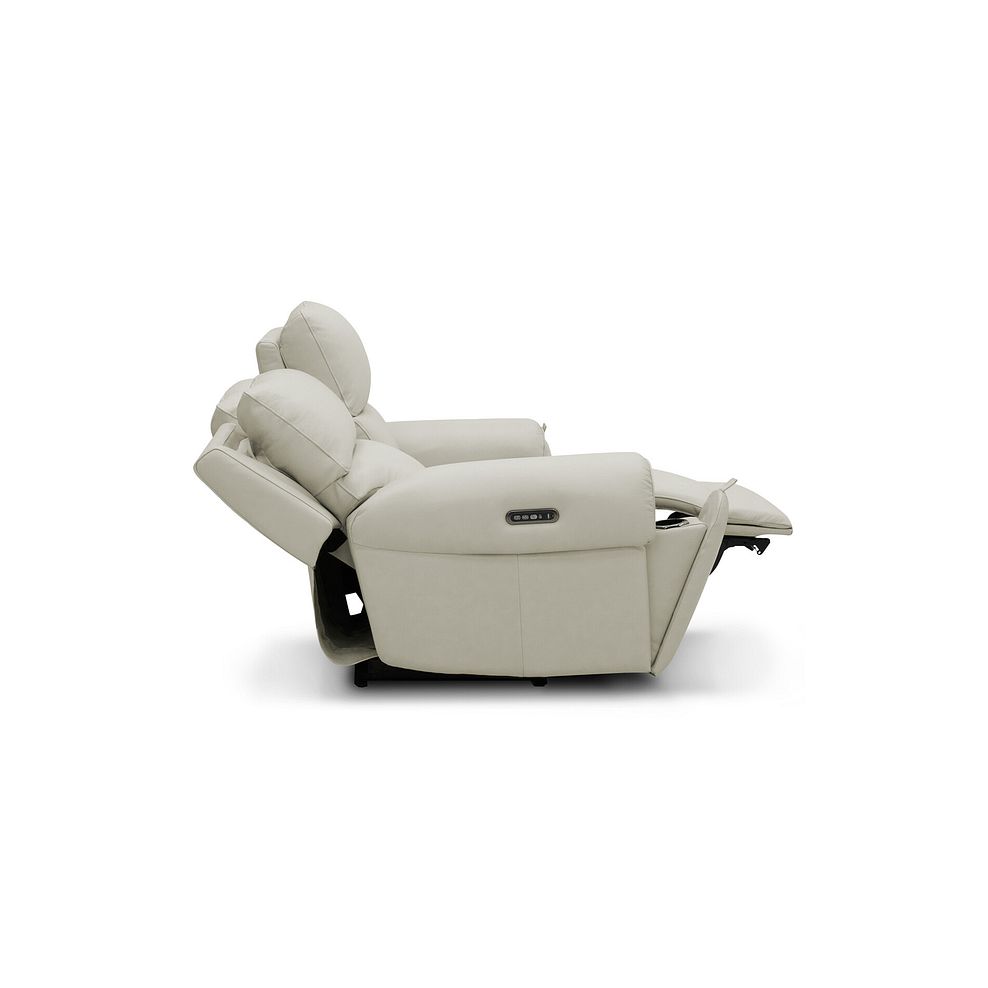 Ezra 3 Seater Electric Recliner with Power Headrest & Lumbar Support in Bone China Leather 7