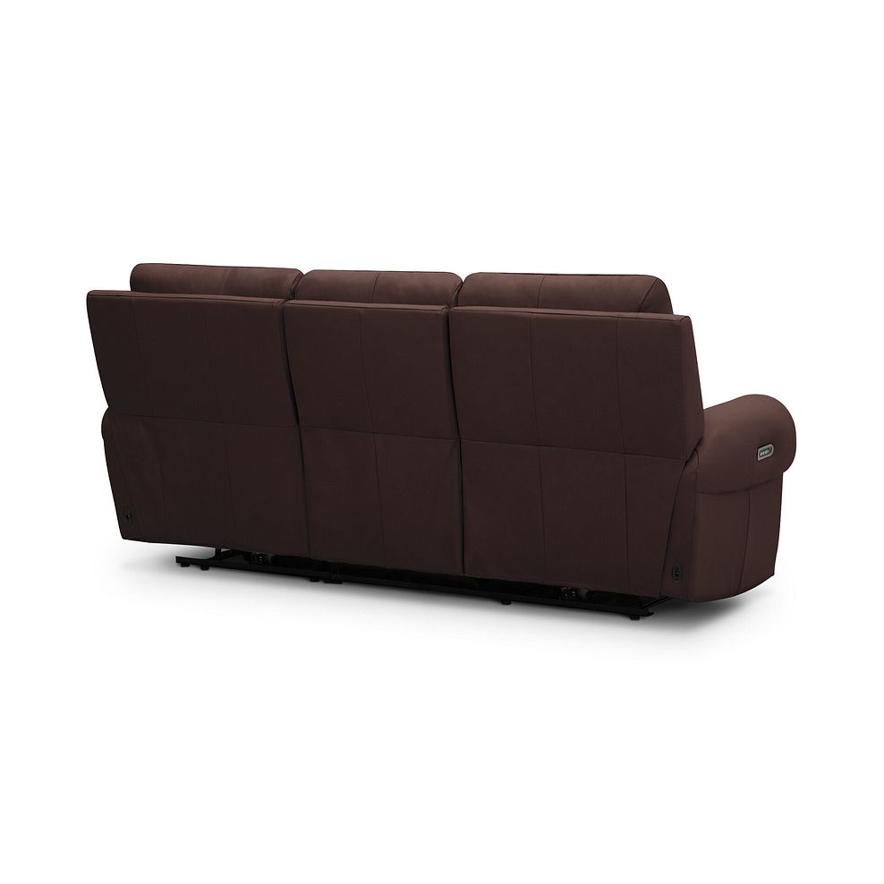 Ezra 3 Seater Electric Recliner with Power Headrest & Lumbar Support in Chestnut Leather 9