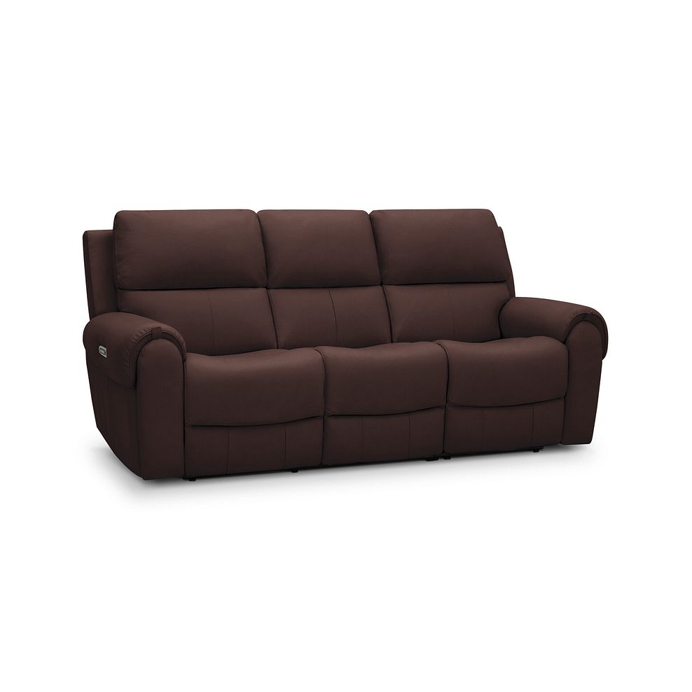 Ezra 3 Seater Electric Recliner with Power Headrest & Lumbar Support in Chestnut Leather 1