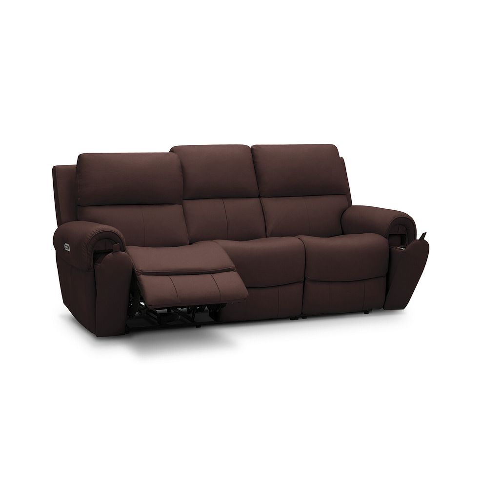 Ezra 3 Seater Electric Recliner with Power Headrest & Lumbar Support in Chestnut Leather 3