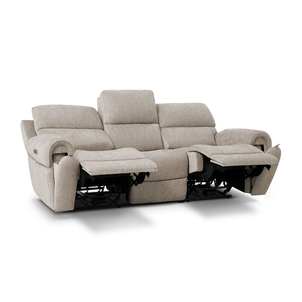 Ezra 3 Seater Electric Recliner with Power Headrest  Lumbar Support in Darwin Mink Fabric 7