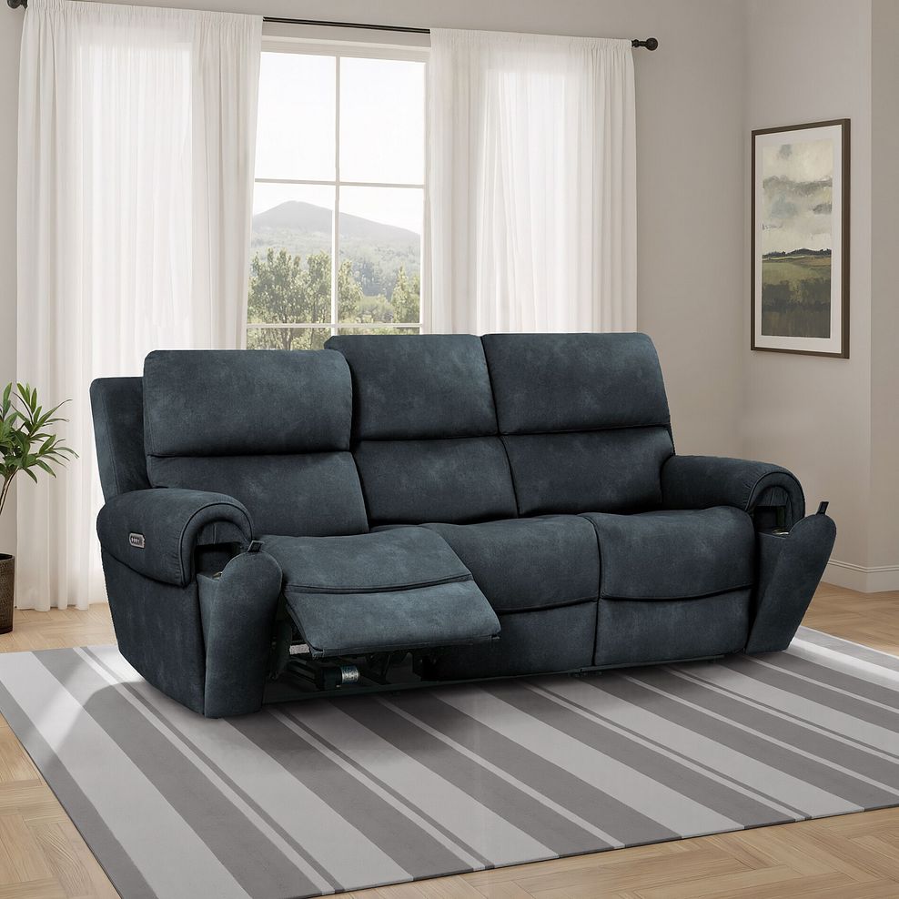 Ezra 3 Seater Electric Recliner with Power Headrest & Lumbar Support in Dexter Shadow Fabric 1