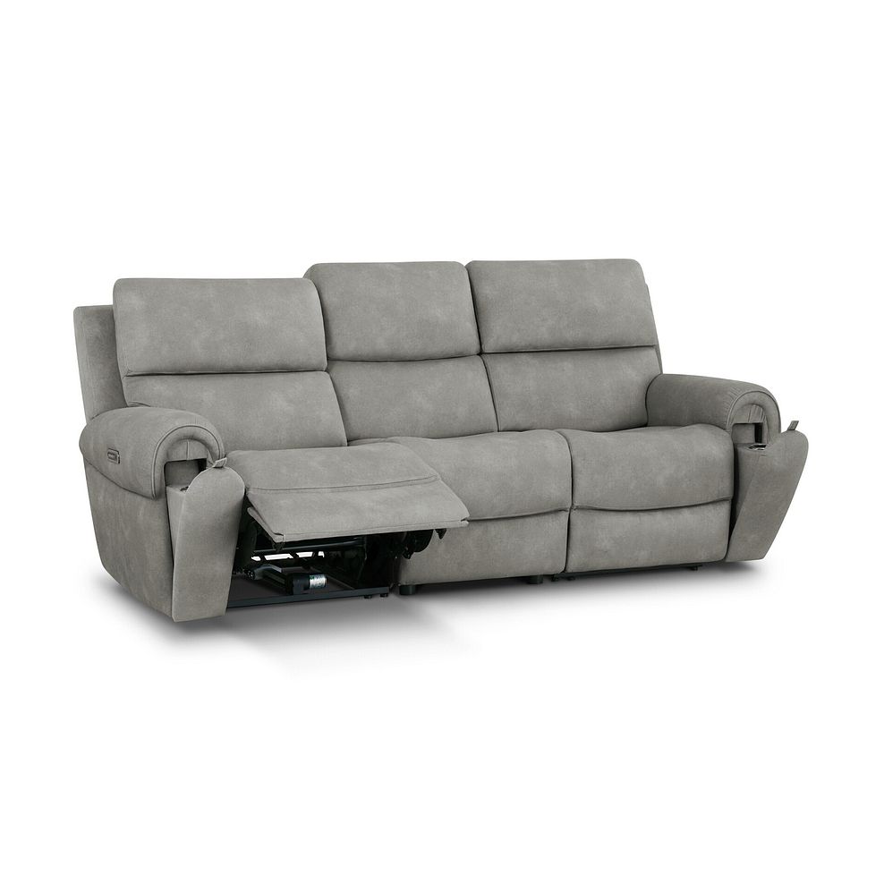 Ezra 3 Seater Electric Recliner with Power Headrest & Lumbar Support in Dexter Stone Fabric 2