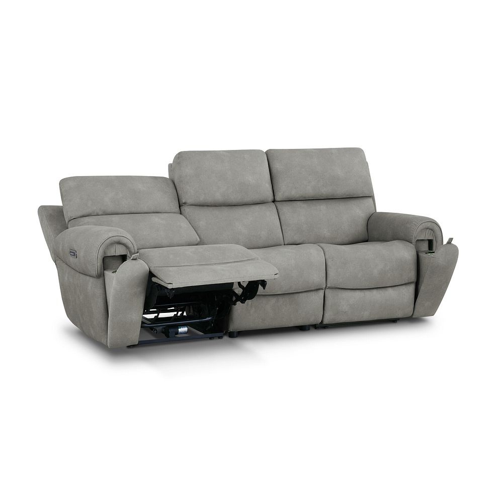 Ezra 3 Seater Electric Recliner with Power Headrest & Lumbar Support in Dexter Stone Fabric 4