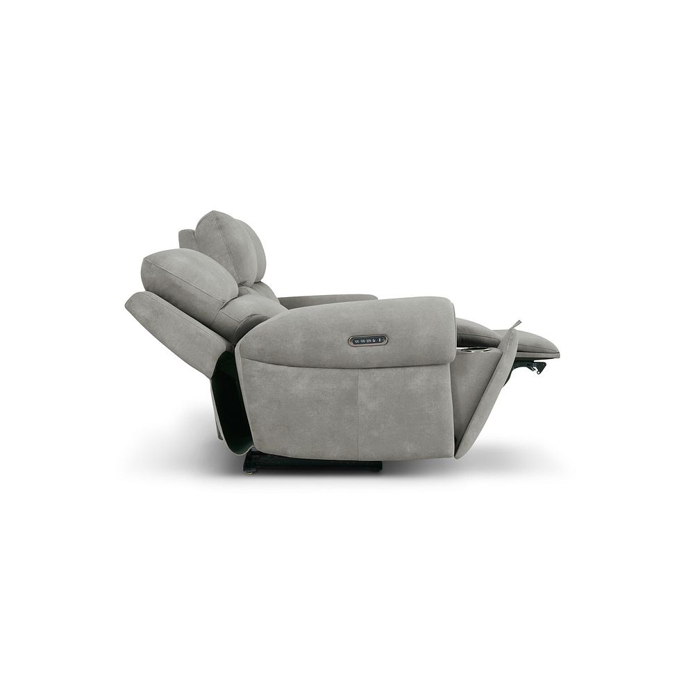 Ezra 3 Seater Electric Recliner with Power Headrest & Lumbar Support in Dexter Stone Fabric 8