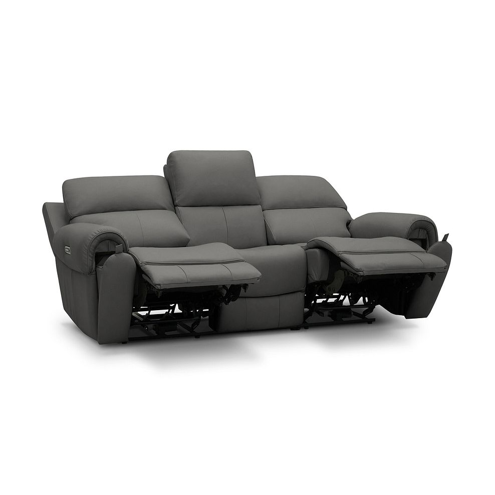 Ezra 3 Seater Electric Recliner with Power Headrest & Lumbar Support in Elephant Grey Leather 4