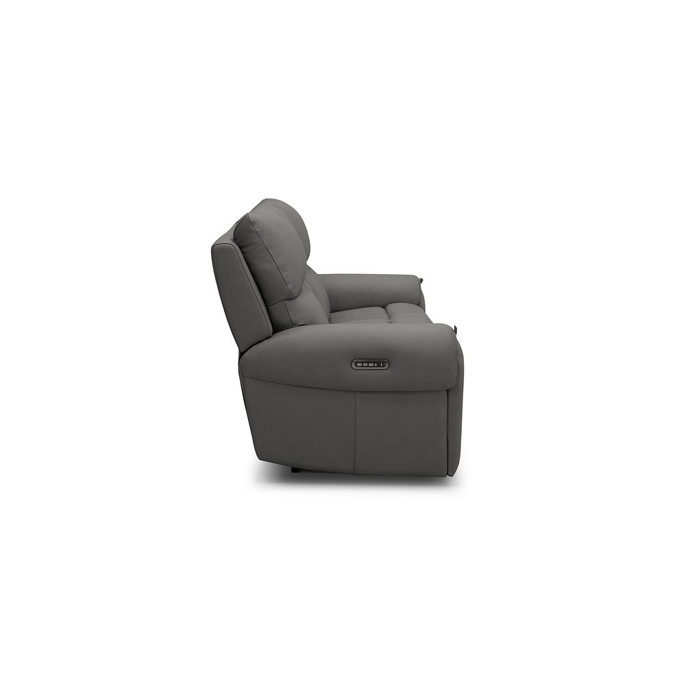 Ezra 3 Seater Electric Recliner with Power Headrest & Lumbar Support in Elephant Grey Leather 6