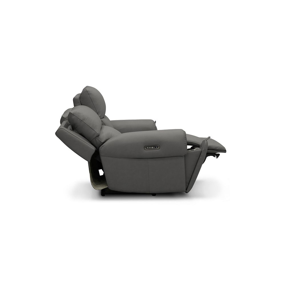 Ezra 3 Seater Electric Recliner with Power Headrest & Lumbar Support in Elephant Grey Leather 7