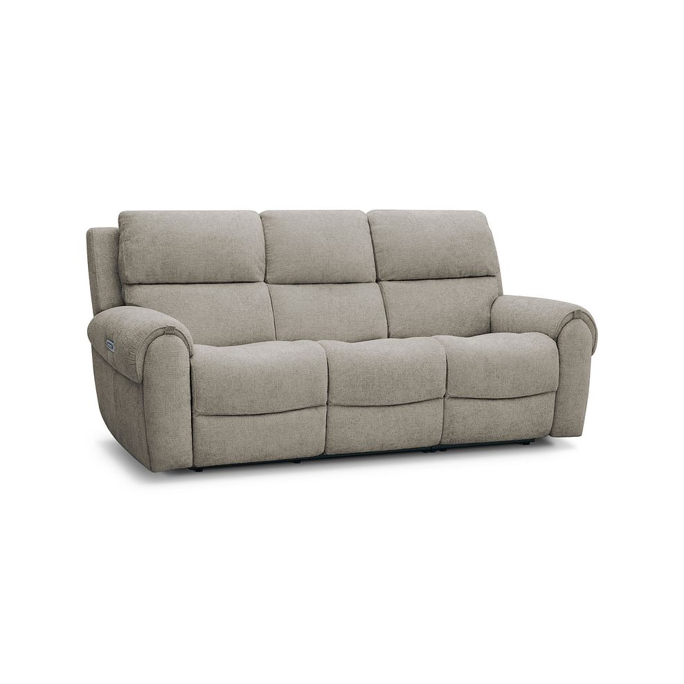 Ezra 3 Seater Electric Recliner with Power Headrest & Lumbar Support in Hopsack Linen Fabric 1