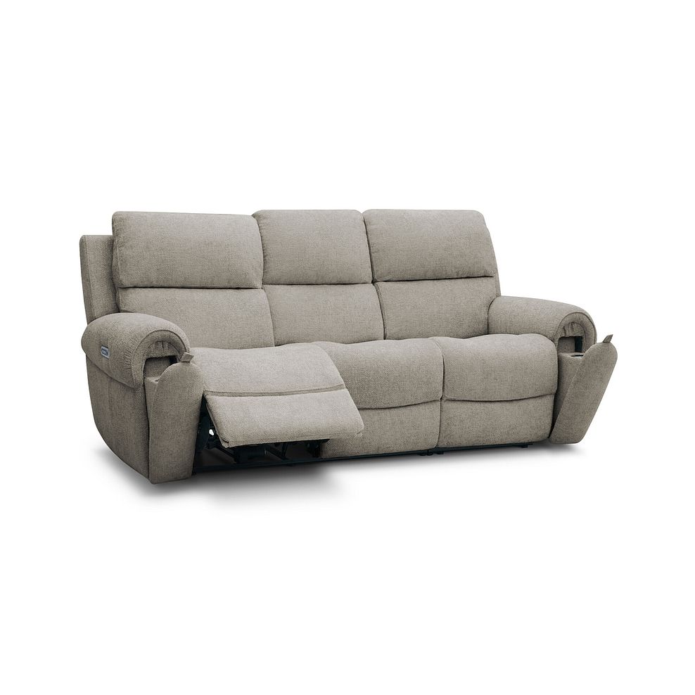 Ezra 3 Seater Electric Recliner with Power Headrest & Lumbar Support in Hopsack Linen Fabric 2