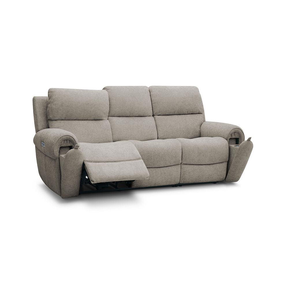 Ezra 3 Seater Electric Recliner with Power Headrest & Lumbar Support in Hopsack Linen Fabric 3