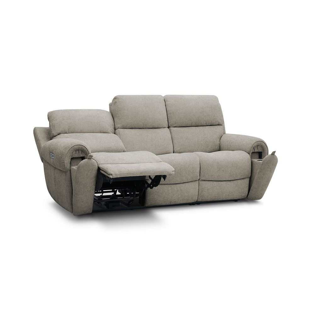 Ezra 3 Seater Electric Recliner with Power Headrest & Lumbar Support in Hopsack Linen Fabric 4
