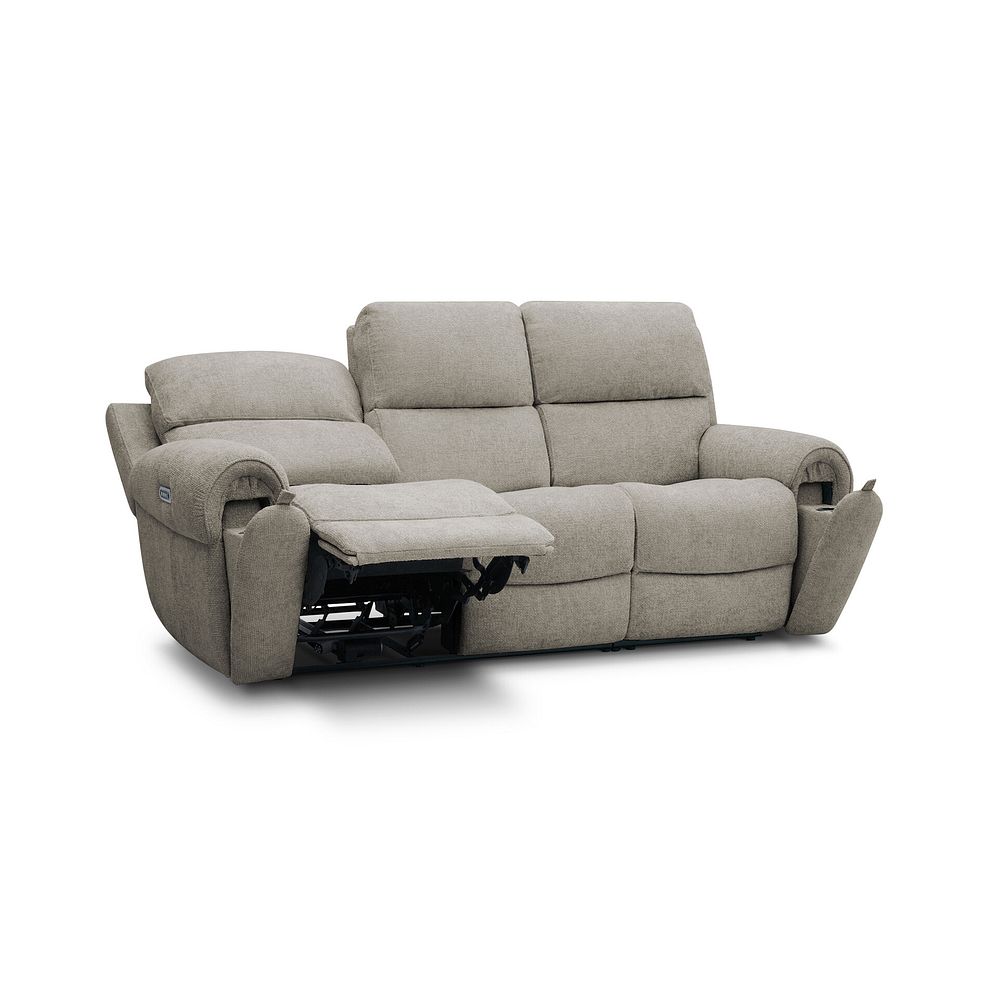 Ezra 3 Seater Electric Recliner with Power Headrest & Lumbar Support in Hopsack Linen Fabric 5