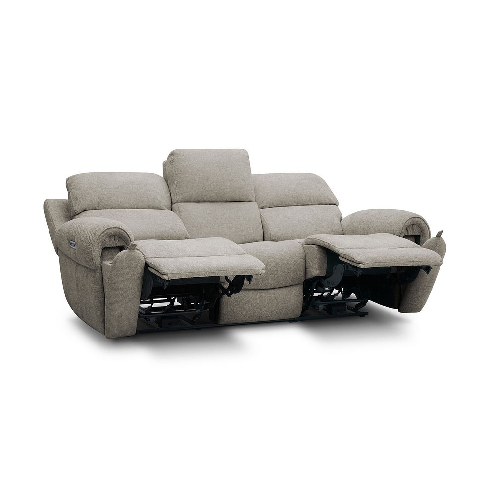 Ezra 3 Seater Electric Recliner with Power Headrest & Lumbar Support in Hopsack Linen Fabric 6