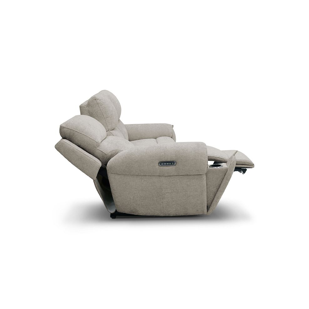 Ezra 3 Seater Electric Recliner with Power Headrest & Lumbar Support in Hopsack Linen Fabric 10