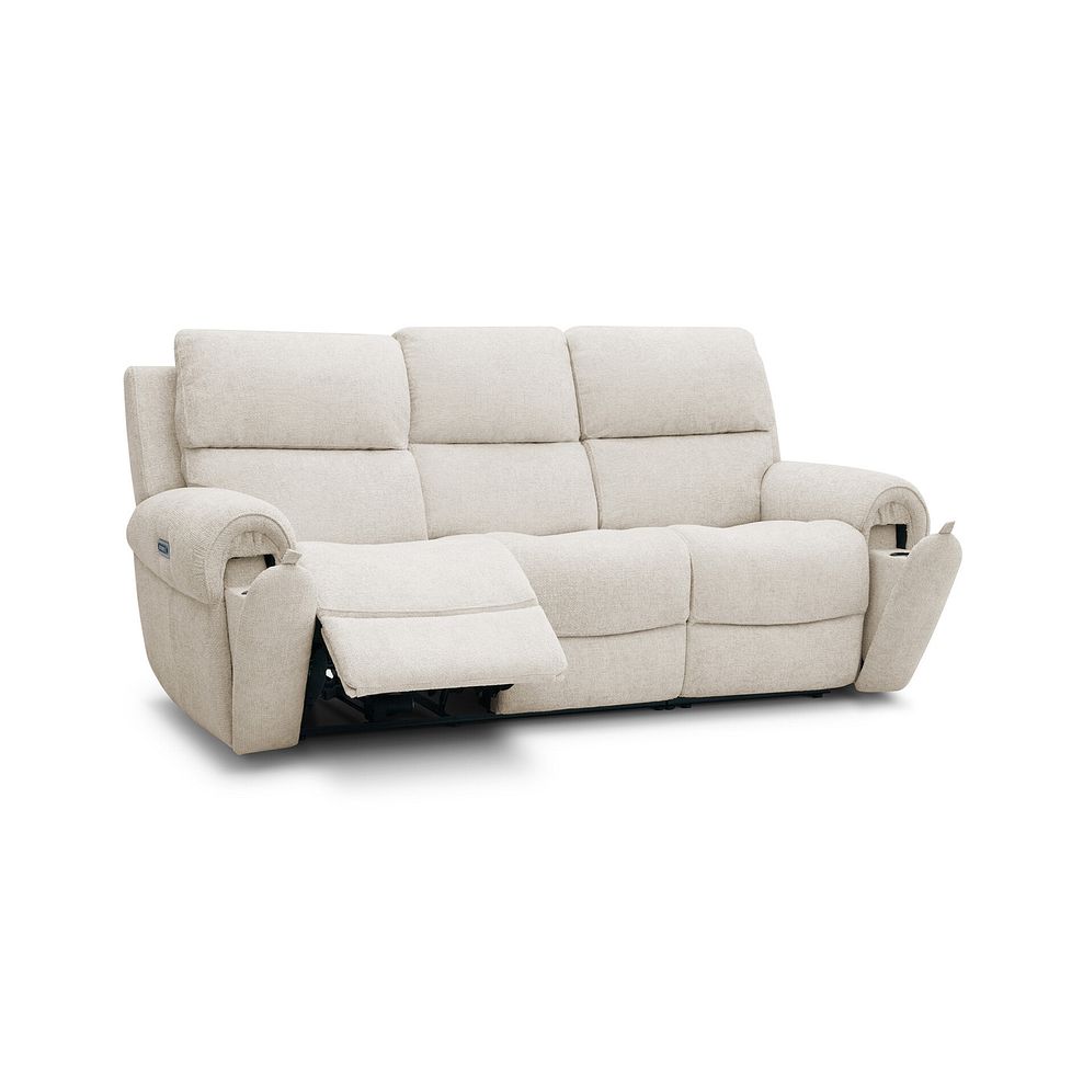 Ezra 3 Seater Electric Recliner with Power Headrest & Lumbar Support in Hopsack Natural Fabric 2