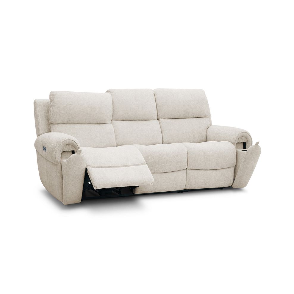 Ezra 3 Seater Electric Recliner with Power Headrest & Lumbar Support in Hopsack Natural Fabric 3