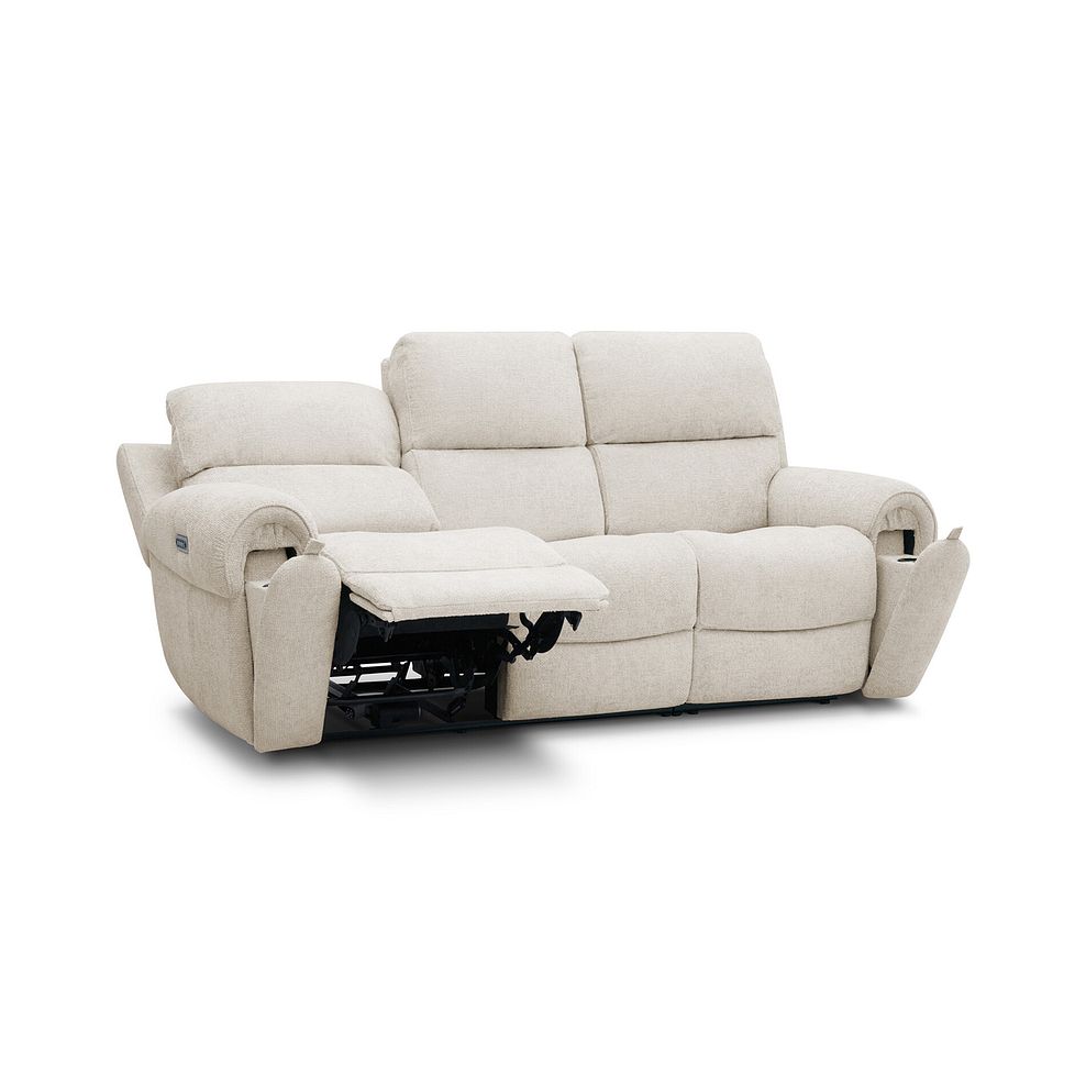 Ezra 3 Seater Electric Recliner with Power Headrest & Lumbar Support in Hopsack Natural Fabric 4
