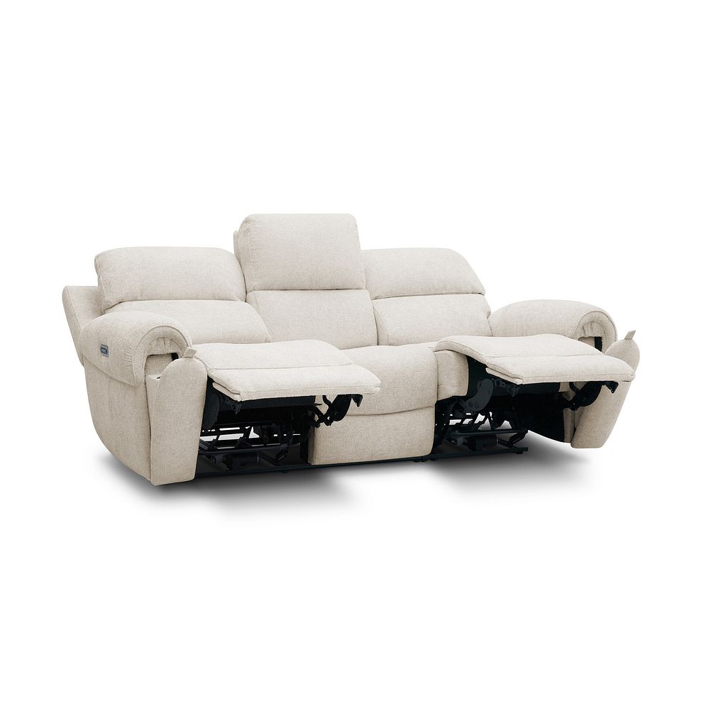 Ezra 3 Seater Electric Recliner with Power Headrest & Lumbar Support in Hopsack Natural Fabric 6