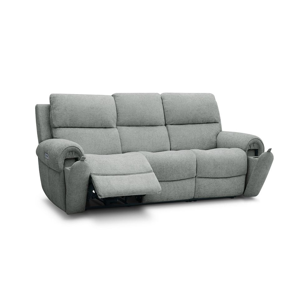 Ezra 3 Seater Electric Recliner with Power Headrest & Lumbar Support in Hopsack Platinum Fabric 2