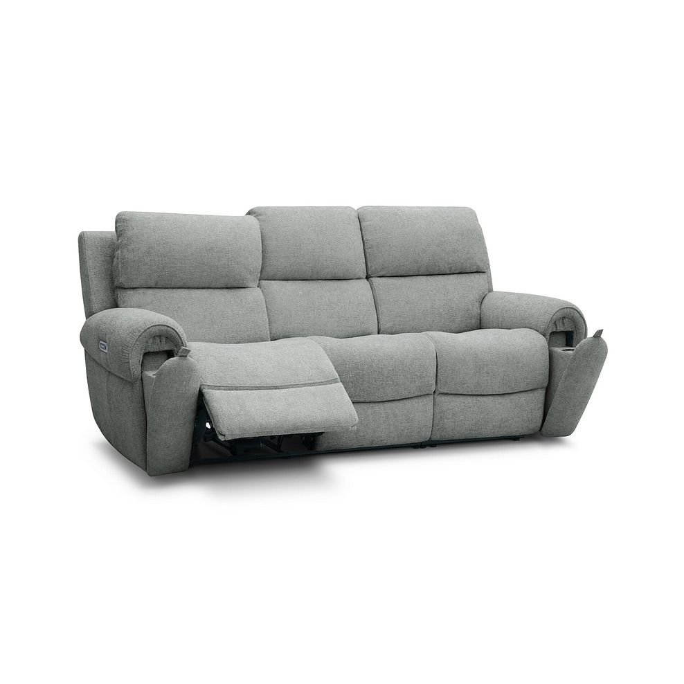 Ezra 3 Seater Electric Recliner with Power Headrest & Lumbar Support in Hopsack Platinum Fabric 3