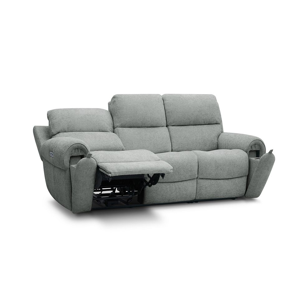 Ezra 3 Seater Electric Recliner with Power Headrest & Lumbar Support in Hopsack Platinum Fabric 4