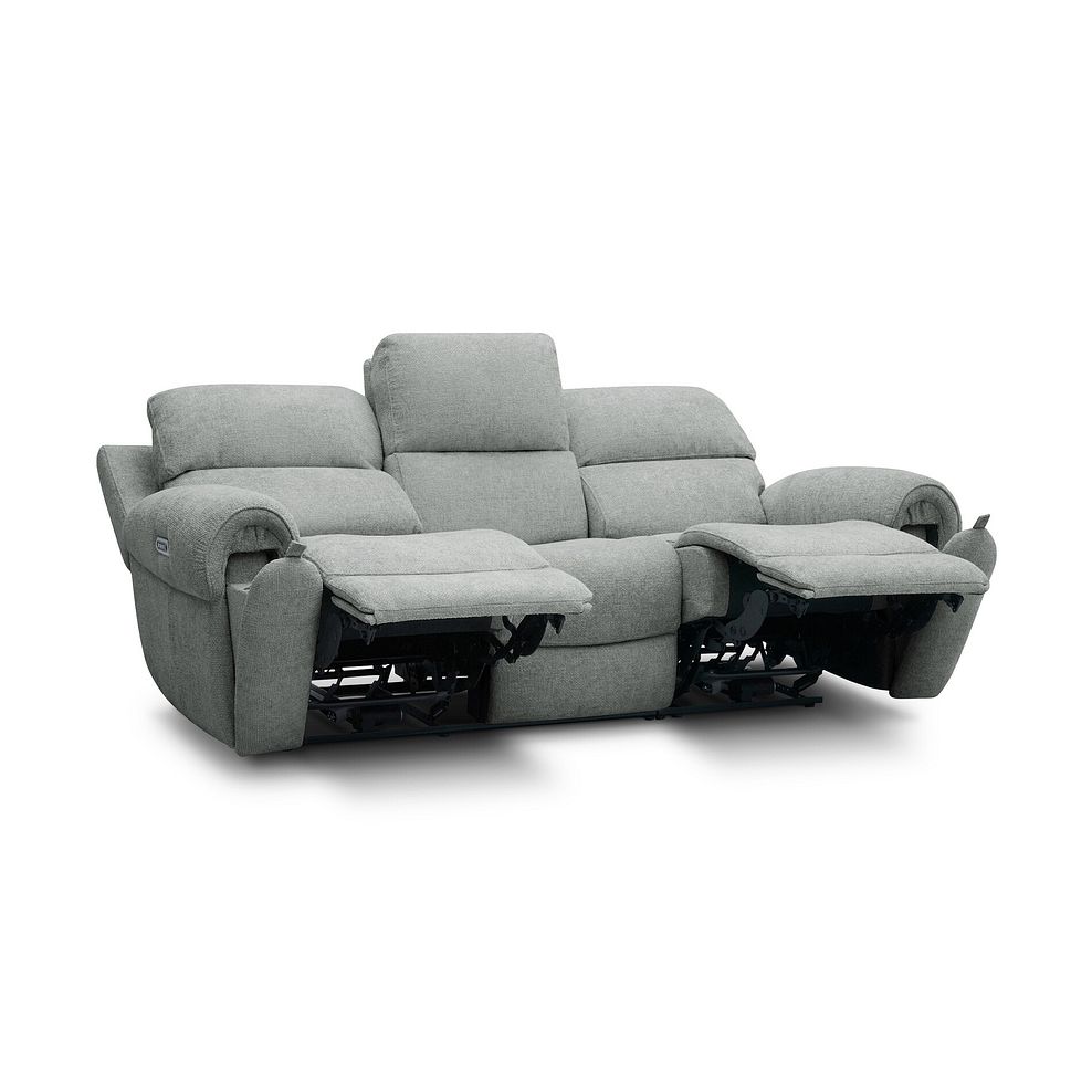 Ezra 3 Seater Electric Recliner with Power Headrest & Lumbar Support in Hopsack Platinum Fabric 6
