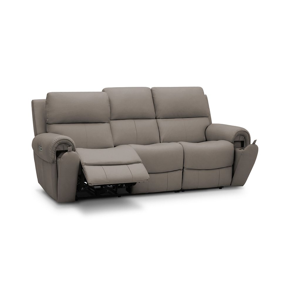 Ezra 3 Seater Electric Recliner with Power Headrest  Lumbar Support in Oyster Leather 6