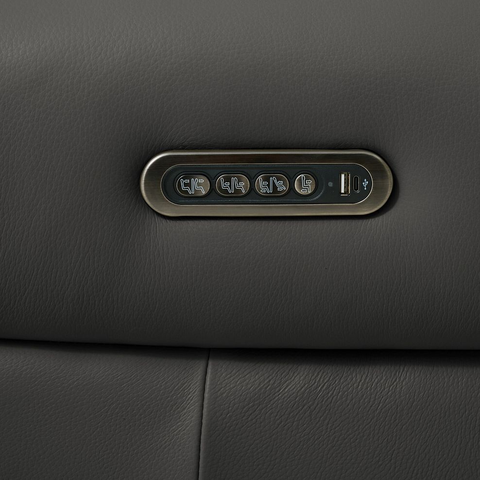 Ezra 3 Seater Electric Recliner with Power Headrest & Lumbar Support in Storm Leather 13