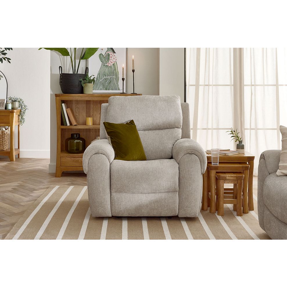 Ezra Electric Recliner Armchair in Darwin Mink Fabric 2