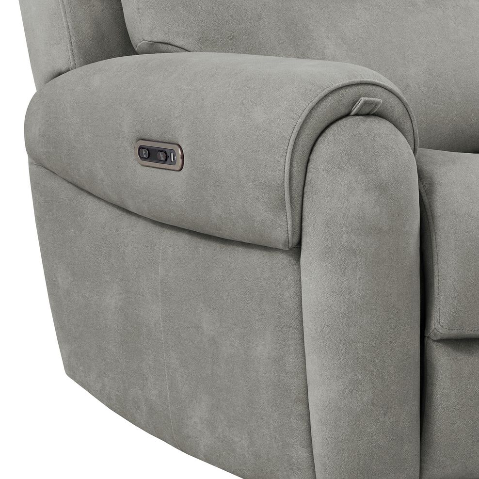 Ezra Electric Recliner Armchair in Dexter Stone Fabric 12
