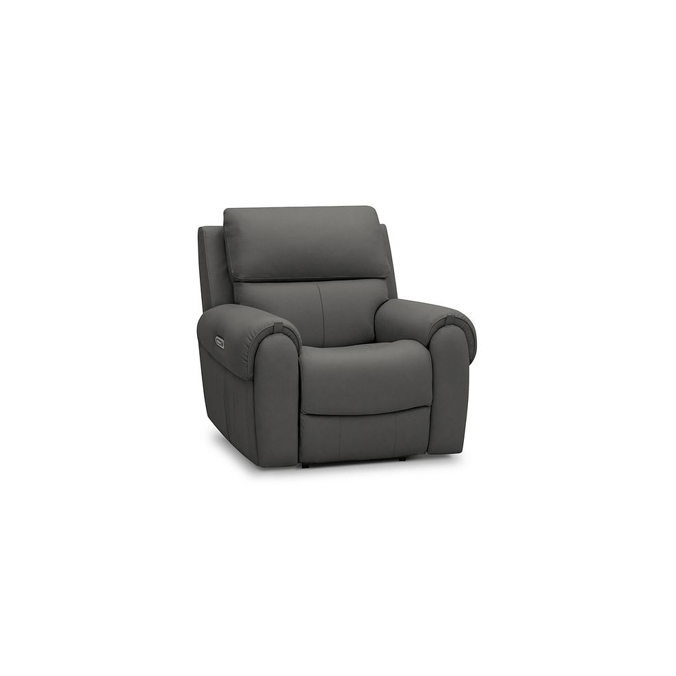 Ezra Electric Recliner Armchair in Elephant Grey Leather 1