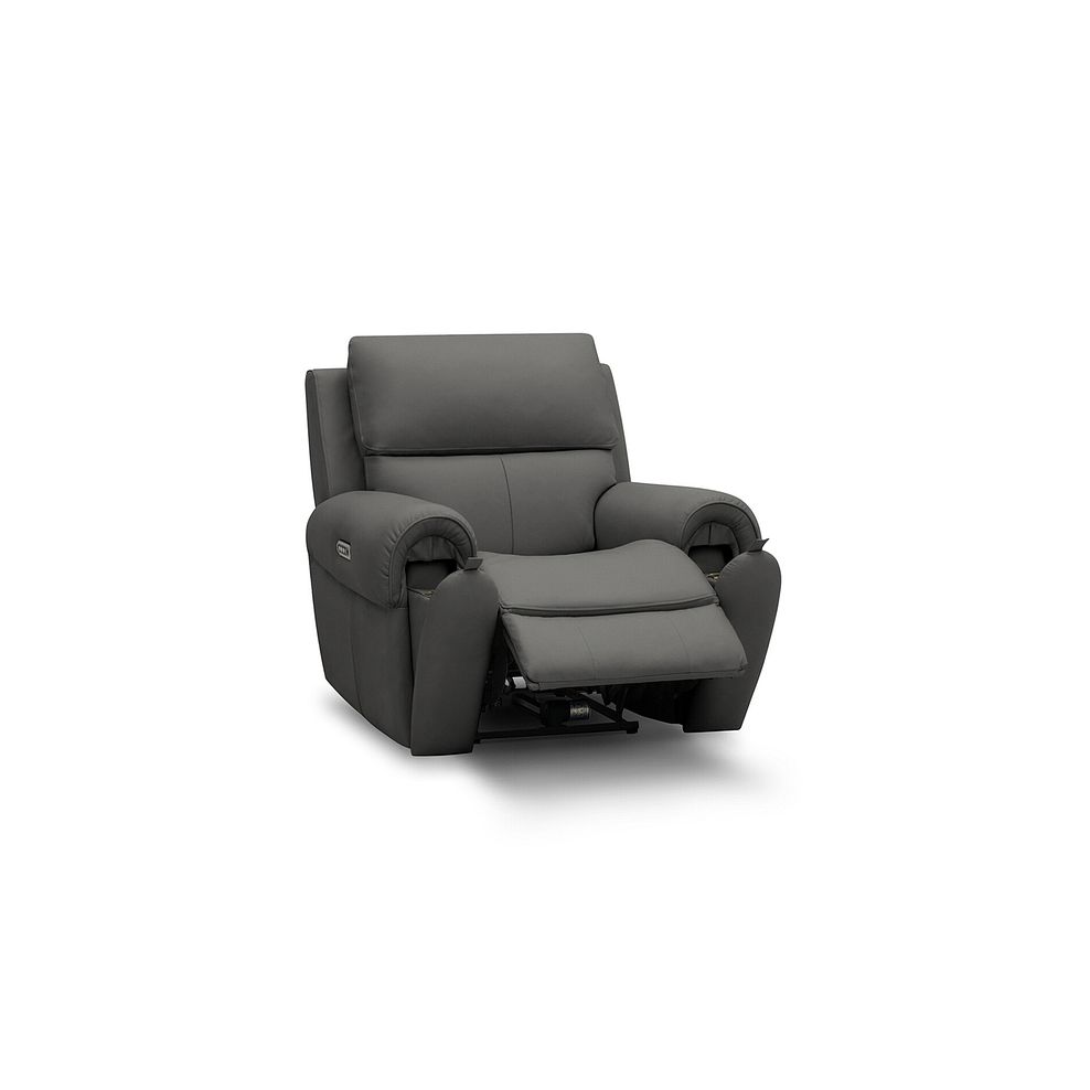 Ezra Electric Recliner Armchair in Elephant Grey Leather 2