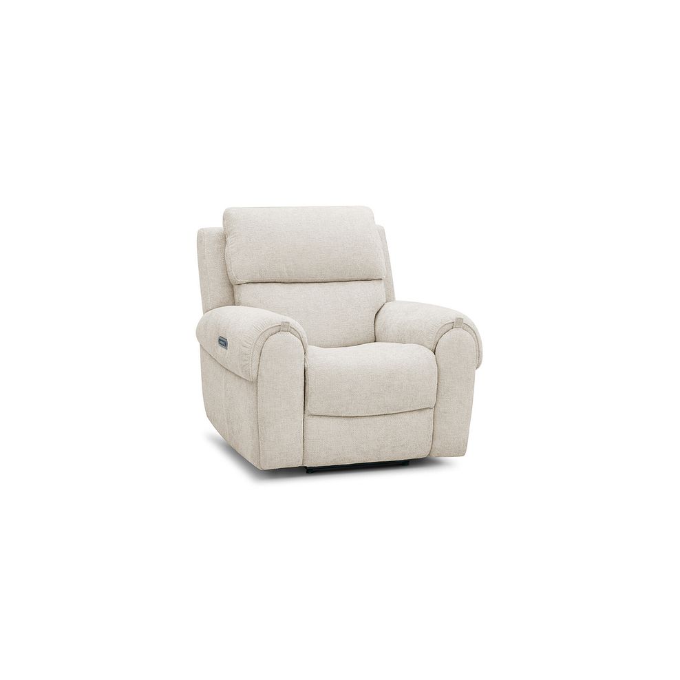 Ezra Electric Recliner Armchair in Hopsack Natural Fabric 1