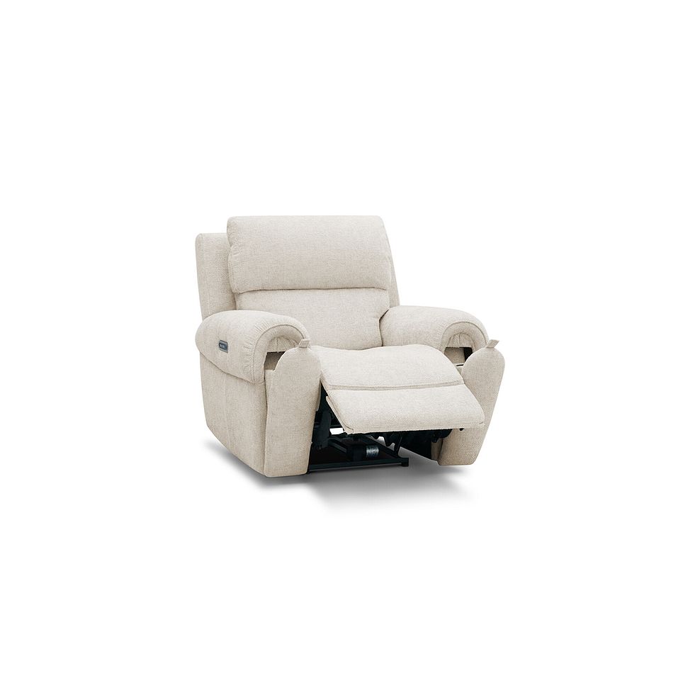 Ezra Electric Recliner Armchair in Hopsack Natural Fabric 3