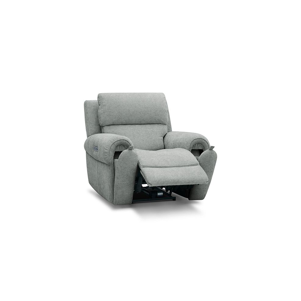Ezra Electric Recliner Armchair in Hopsack Platinum Fabric 3