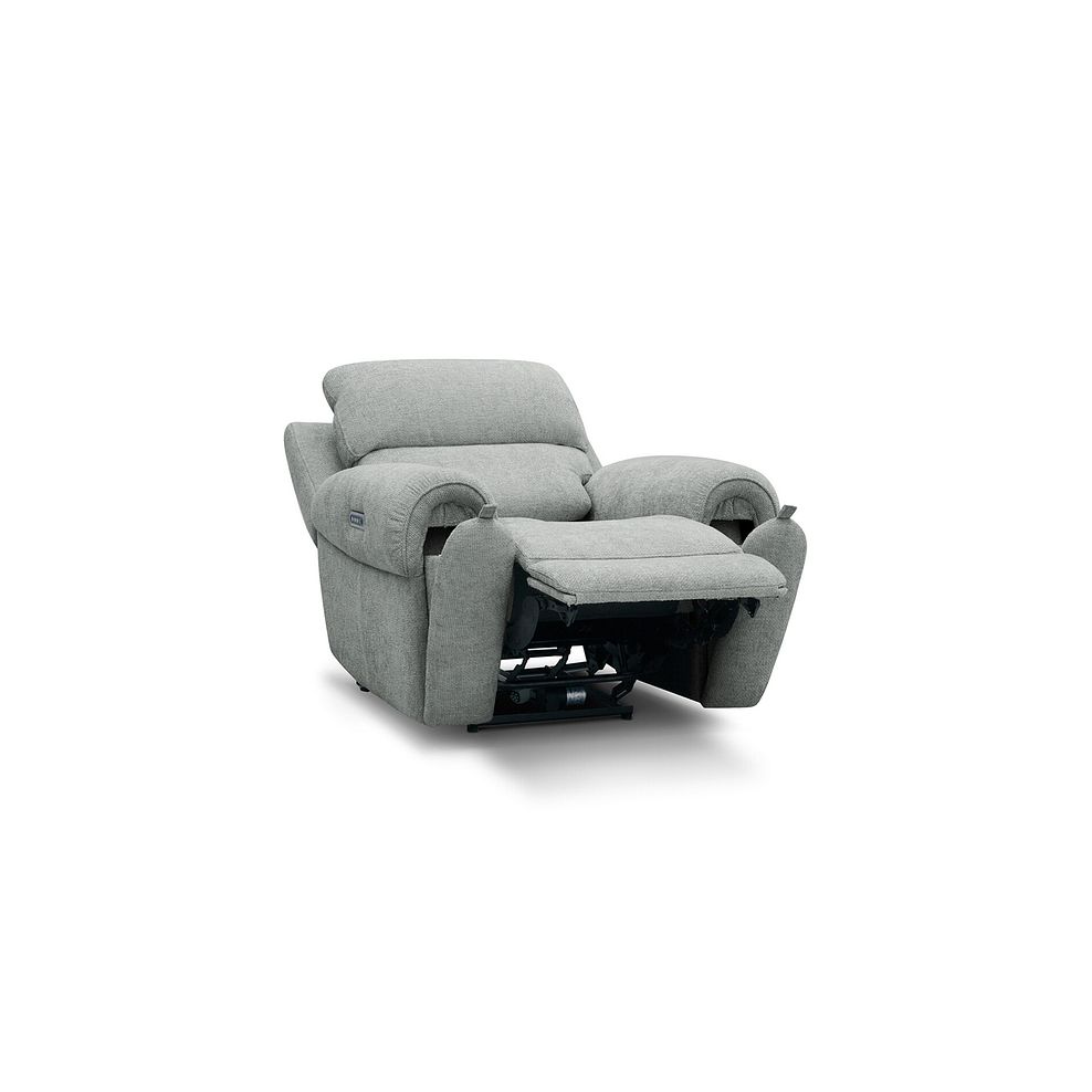 Ezra Electric Recliner Armchair in Hopsack Platinum Fabric 4