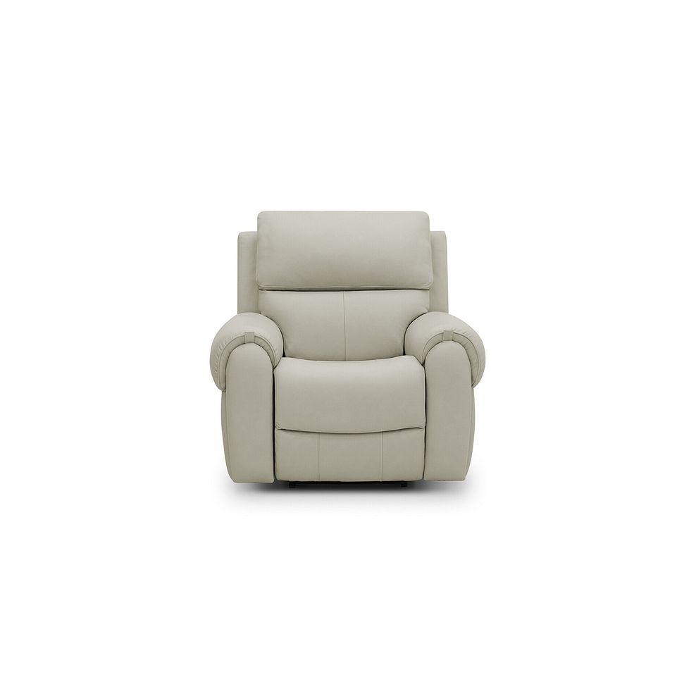 Ezra Electric Recliner Armchair with Power Headrest & Lumbar Support in Bone China Leather 5
