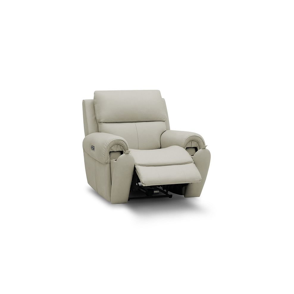 Ezra Electric Recliner Armchair with Power Headrest & Lumbar Support in Bone China Leather 2