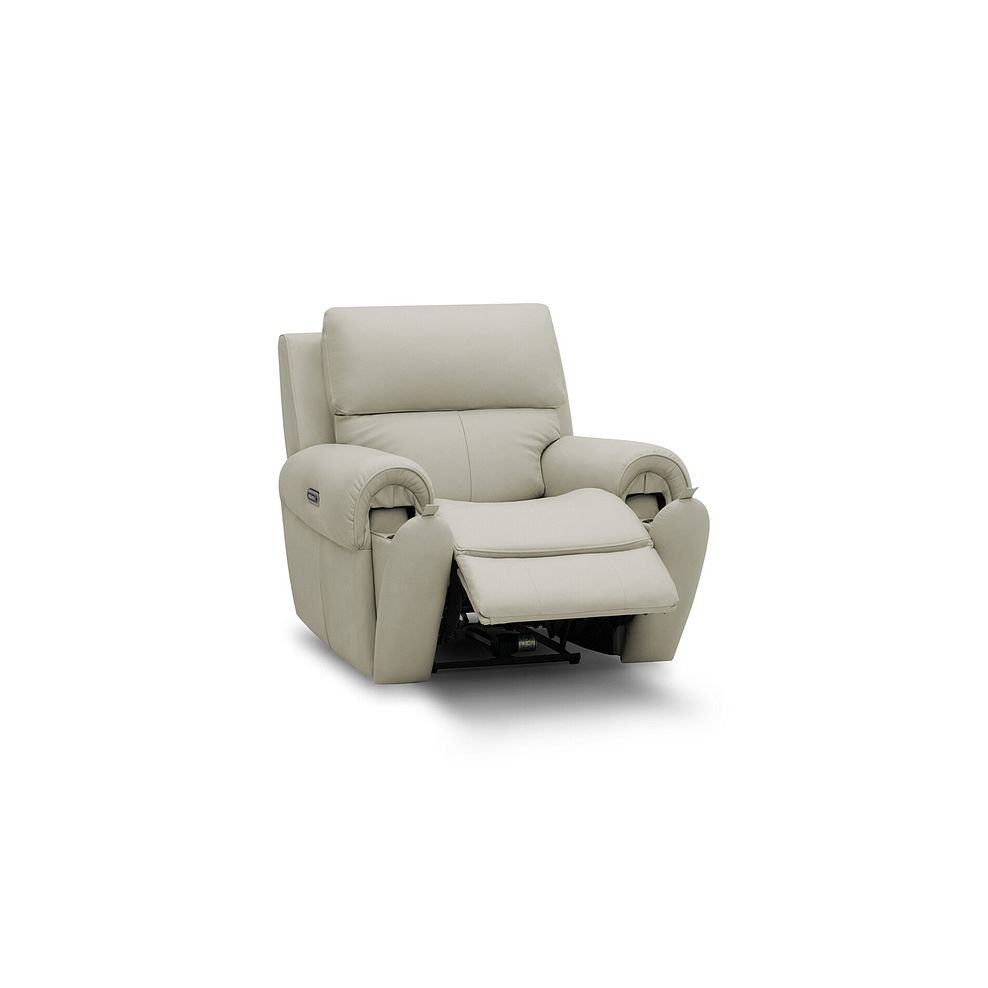 Ezra Electric Recliner Armchair with Power Headrest & Lumbar Support in Bone China Leather 3